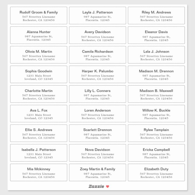 Autocollant Étiquette de adresse invité personnali (Feuille)