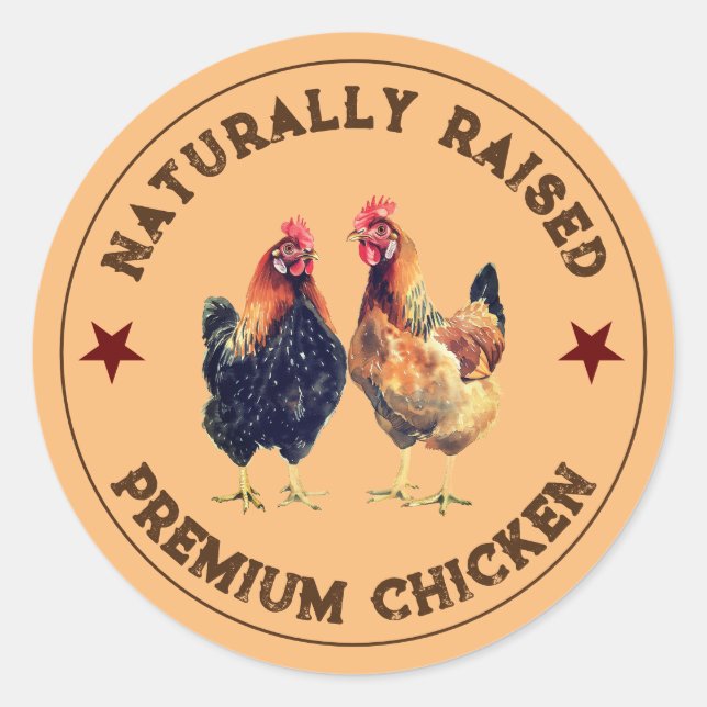 Autocollant Étiquette de poulet levé naturellement (Devant)
