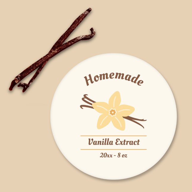 Autocollant Étiquette d'extraction de vanille fait (Homemade Vanilla Extract Label Sticker)