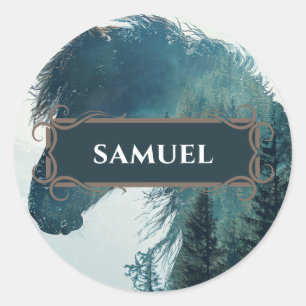 Autocollant Étiquette du nom du cheval rustique