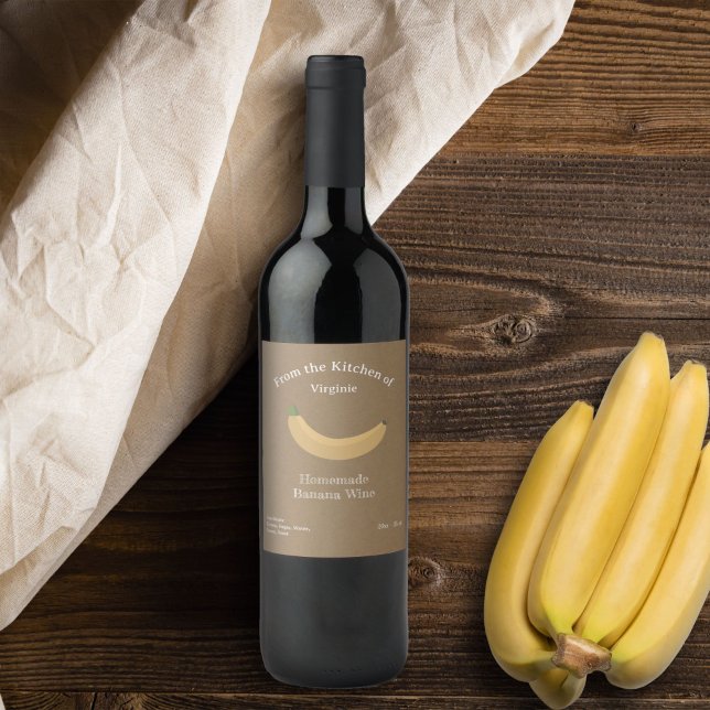 Autocollant Étiquette Kraft & Rustic Banana (Kraft & Rustic Banana Wine Bottle Label Sticker)