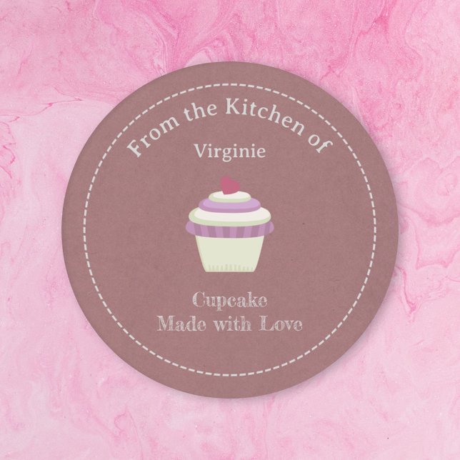 Autocollant Étiquette Kraft & Rustic Cupcake (Kraft & Rustic Cupcake Label Sticker)