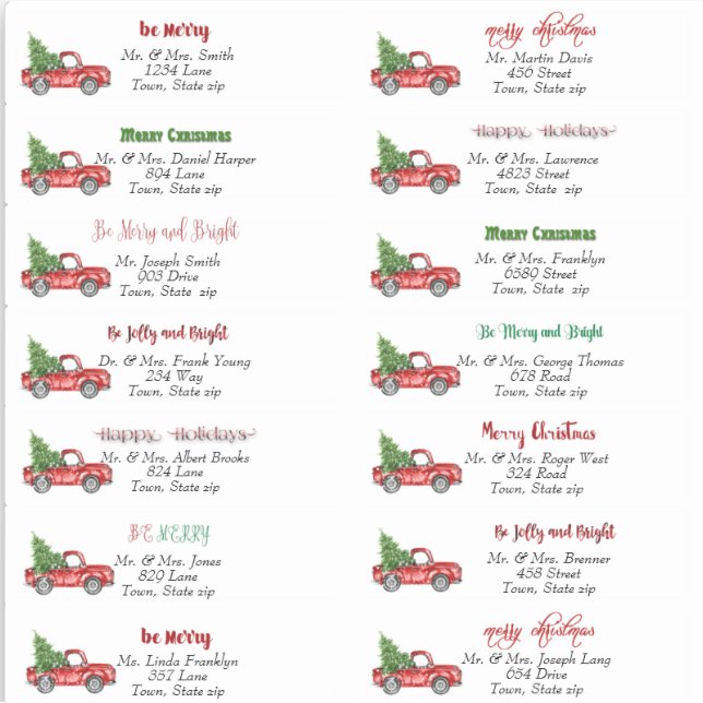 Autocollant Étiquettes de adresse de camion rouge  (Devant)