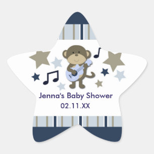 Autocollant étoile pour Baby Shower RockStar Monke