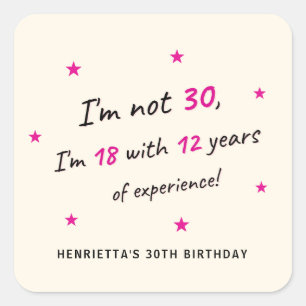 Autocollant étoile rose humour 30e anniversaire dr