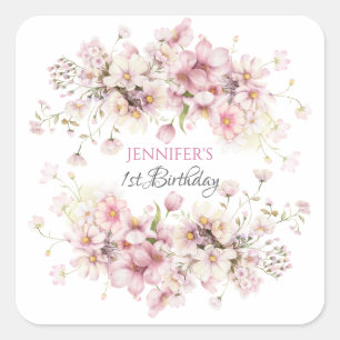 Autocollant Fairy 1st Girls Rose Anniversaire