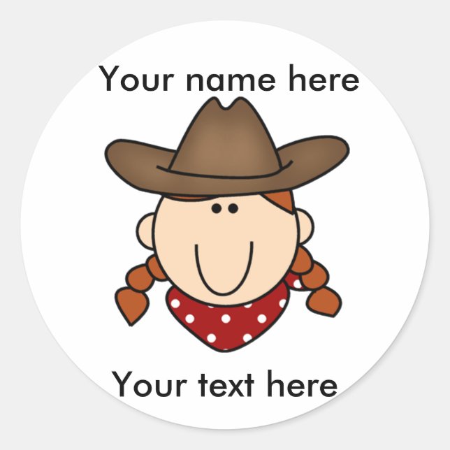 autocollant fait sur commande de rouge de cow-girl (Devant)