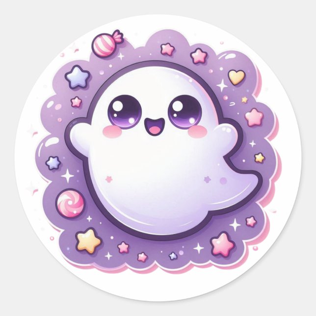 Autocollant fantôme mignon artisanat kawaii pastel (Devant)