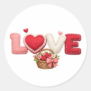 Autocollant Faux Yarn Crochet Love – Fuzzy Cherry 