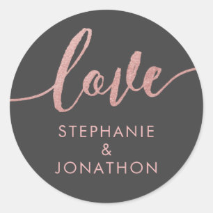 Autocollant Favori avec Noms en Écriture Rose Gold