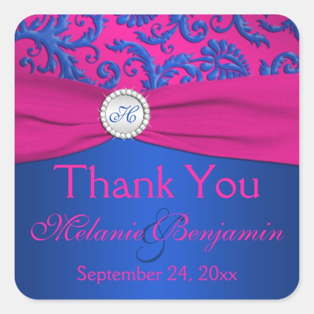 Autocollant Favori Cobalt et Fuchsia Mariage damas (Devant)
