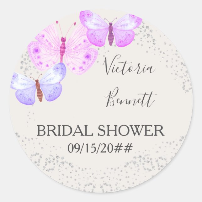 Autocollant Favoris Cieux Papillon Rose Confettis  (Devant)