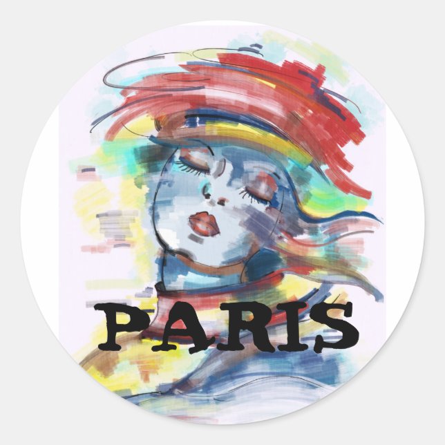 Autocollant femme Paris France (Devant)