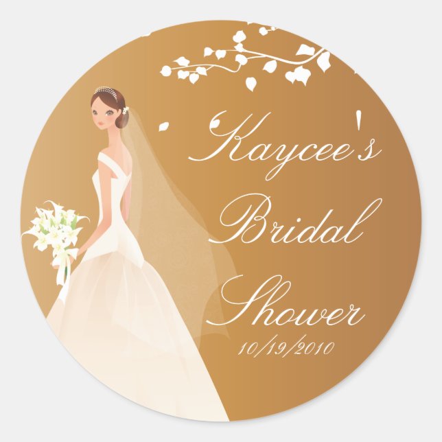 Autocollant Fête des mariées de mariée en or foncé (Devant)
