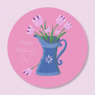 Autocollant Fête des Mères Bouquet de Tulipes Rose