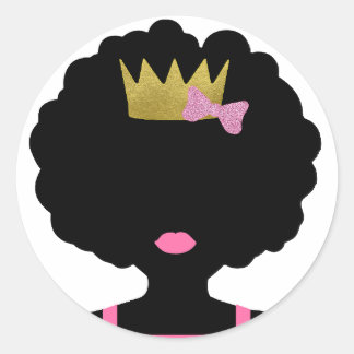 Autocollant fille Afro couronné