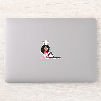 Autocollant fille boulangerie afro-américaine