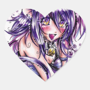 Autocollant fille chat