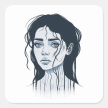Autocollant fille triste