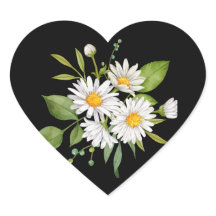 Autocollant fleur de marguerite sur fond noir