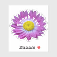 autocollant fleur rose Merci