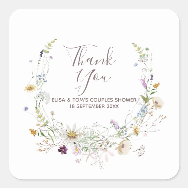 Autocollant fleur sauvage de Merci de douche Coupl (Devant)