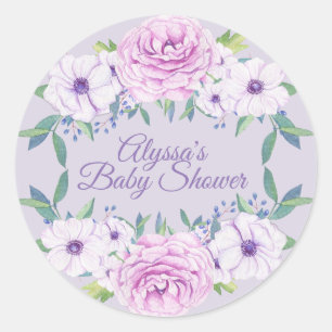 Autocollant Fleurs de Lilas Violet Baby Shower