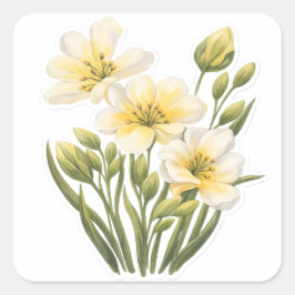 Autocollant Fleurs Jaunes Peintes à la Main
