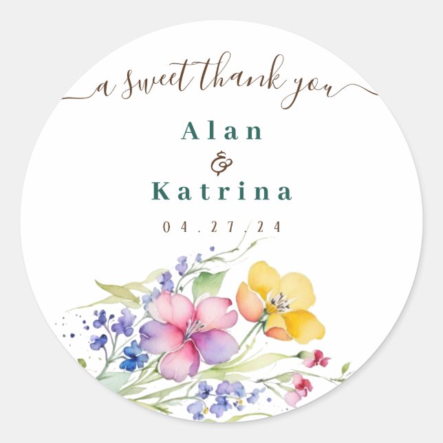 Autocollant Fleurs Rose Pêche Jaune (Devant)