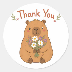Autocollant Fleurs Sauvages Merci Capybara Mignon