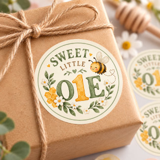 Autocollant Floral Abeille 1er Anniversaire Sweet