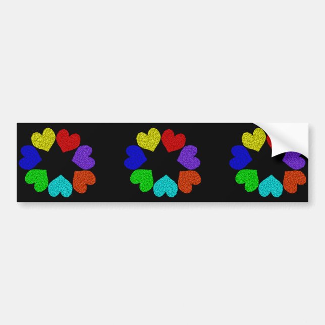 Autocollant floral Arc-en-ciel Love Hearts (Devant)