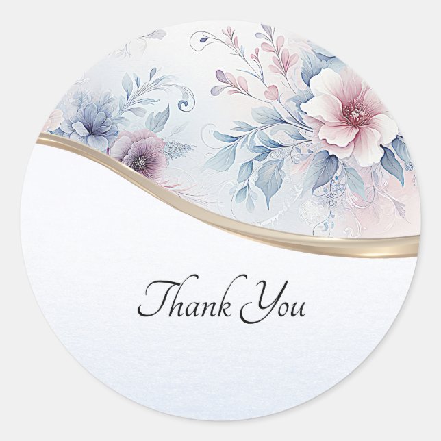 Autocollant floral bleu rose Aquarelle (Devant)
