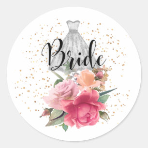Autocollant Floral Bride Avec Robe De Parties scin