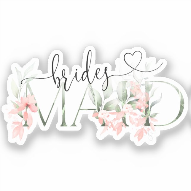 Autocollant Floral Bridesmaid, Bachelorette Party  (Recto)