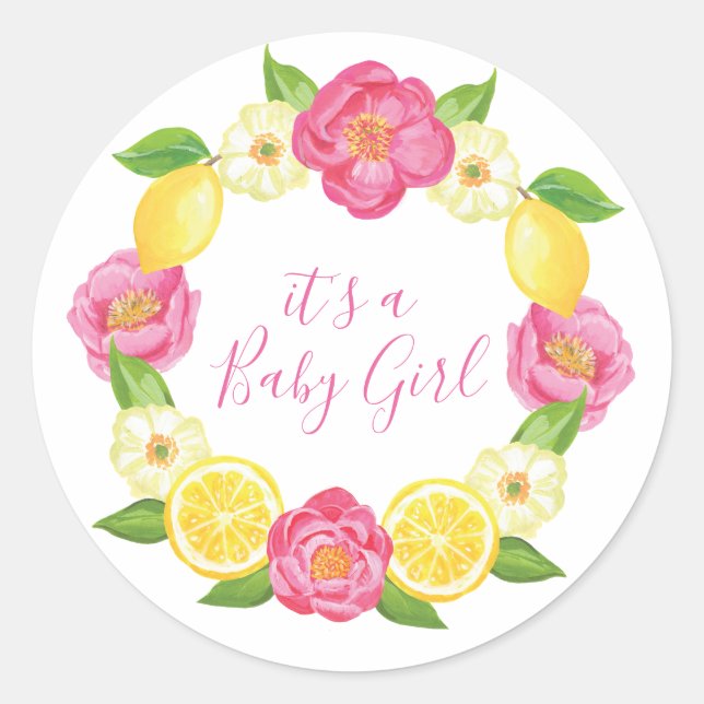 Autocollant floral de faveur de Merci de bébé de (Devant)