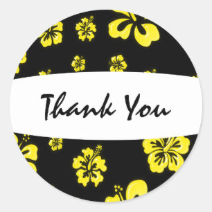 Autocollant floral de fleur d'hibiscus jaune et no
