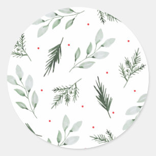 Autocollant floral de Noël d'aquarelle en bon état