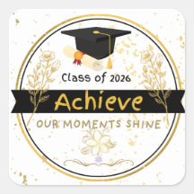 Autocollant floral doré pour la remise des diplôme