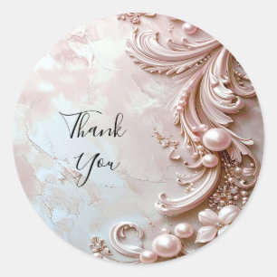 Autocollant floral et perle orné rose