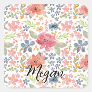Autocollant floral - Fleurs aquarelles mignonnes
