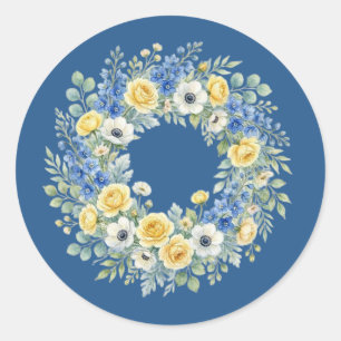 Autocollant floral Indigo & Yellow Bloom