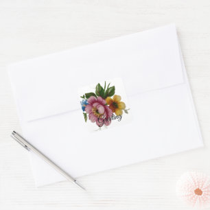 Autocollant floral inspiré de la porcelaine