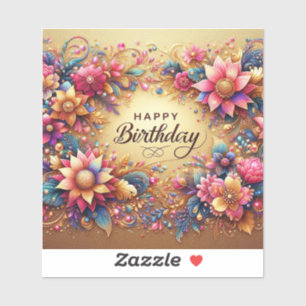 Autocollant floral jaune vibrant pour l'anniversai