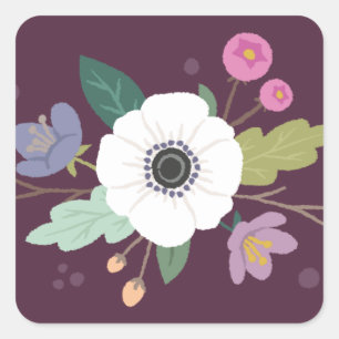 Autocollant Floral Love Valentine's Day - Plum