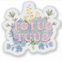 Autocollant floral marien catholique Totus Tuus