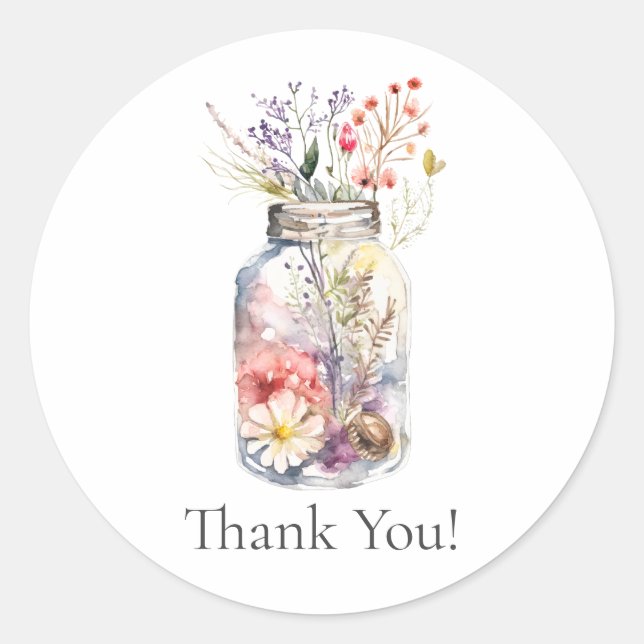 Autocollant floral "Merci" (Devant)