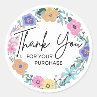 Autocollant floral Merci pour votre achat