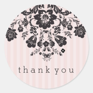 Autocollant floral noir et rose français
