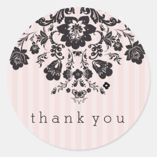 Autocollant floral noir et rose français